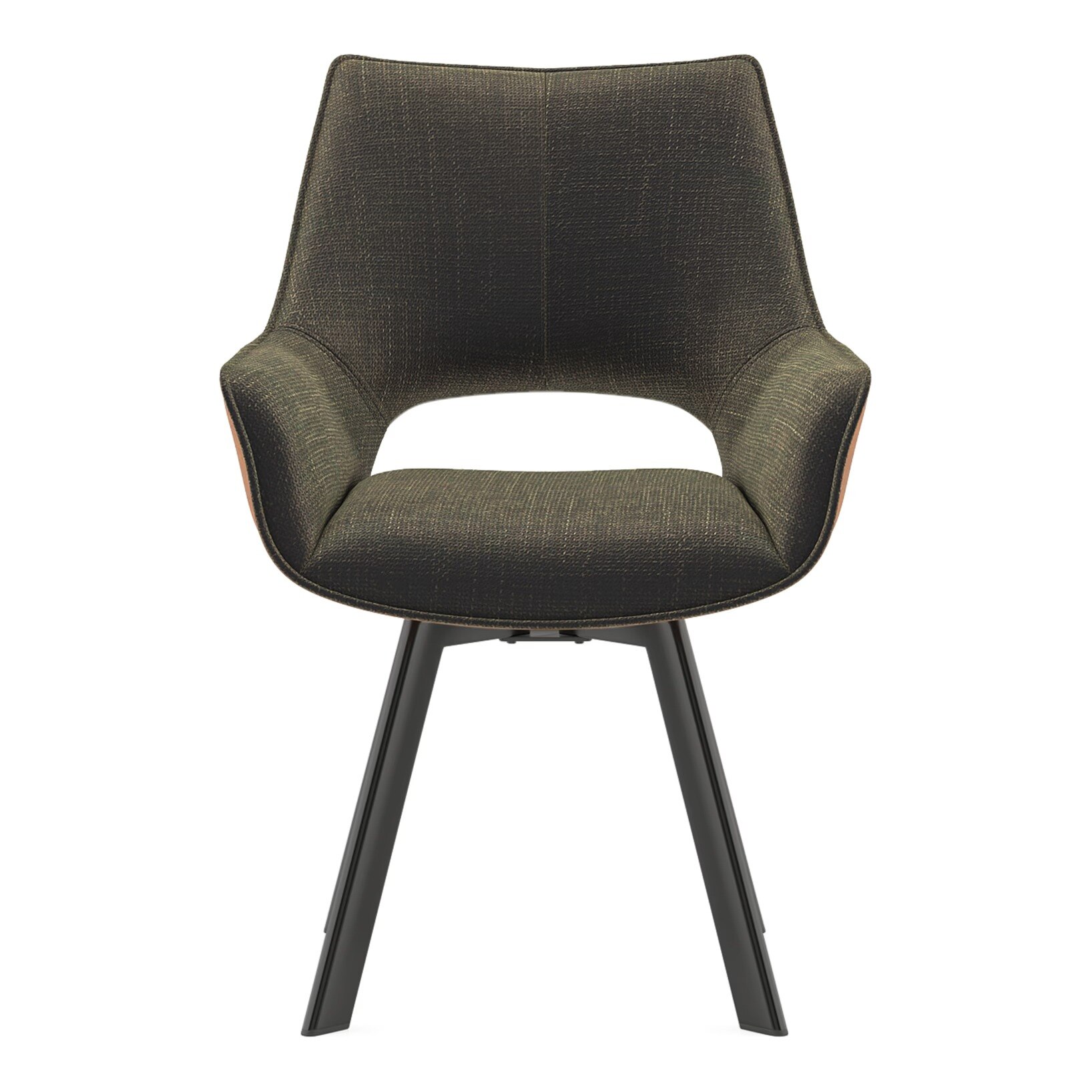 Atlas Solid Wood 6 Seater Compact Dining Table In Danish Walnut Finish With set of 6 Casey Swivel Dining Chair in Dual Tone