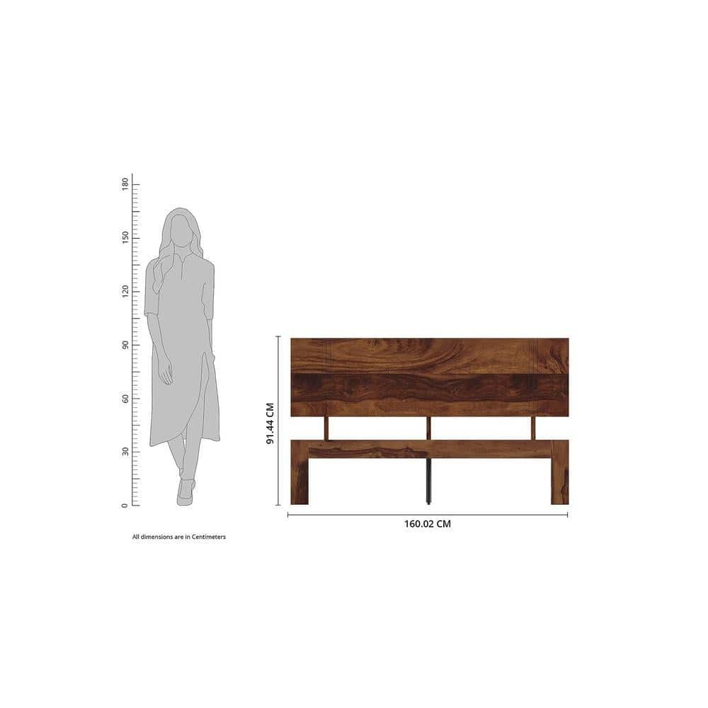 Triplet Solid Wood Queen Size Non Storage Bed In Provincial Teak Finish