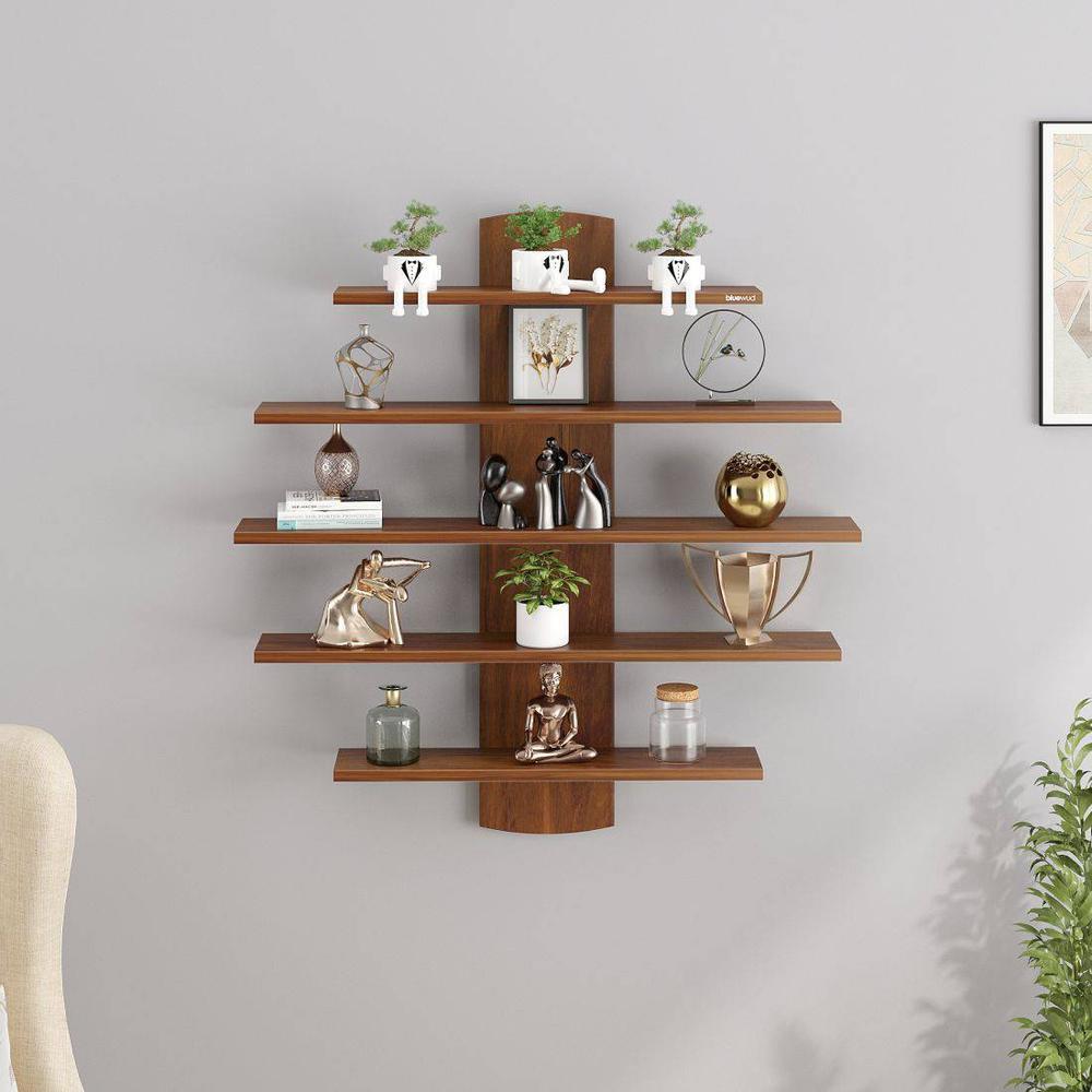 Caselle Engineered Wood Display Wall Shelf in Brown Maple