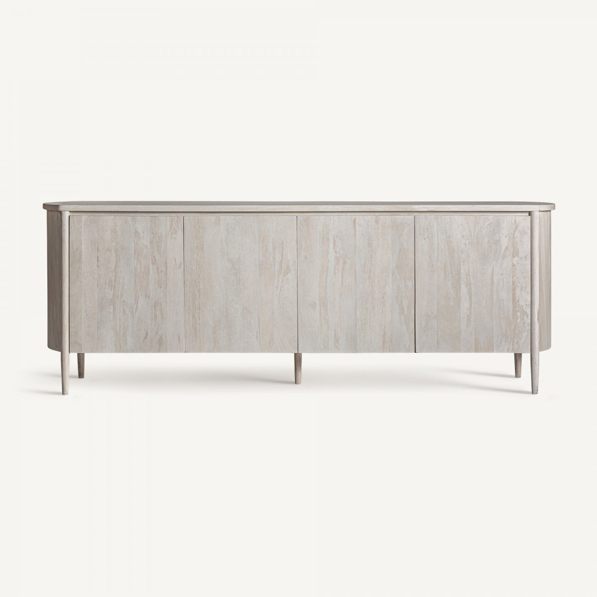 Glasgow Solid Mango Wood Sideboard with 4 Door in White Wash Finish - Woodenmood
