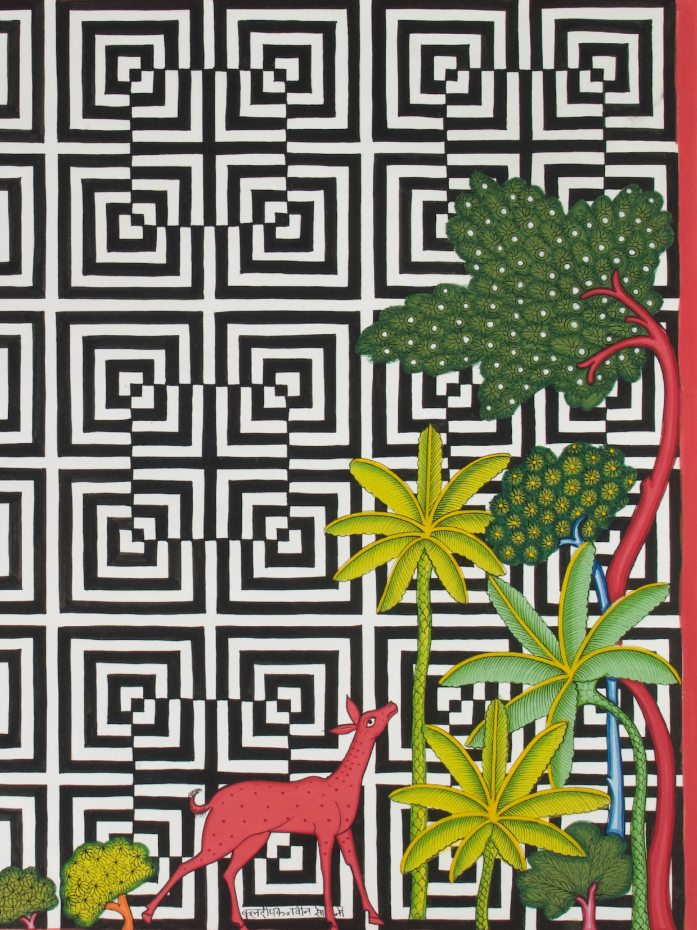 Deer Forest Geometric Illusion Pichwai Painting