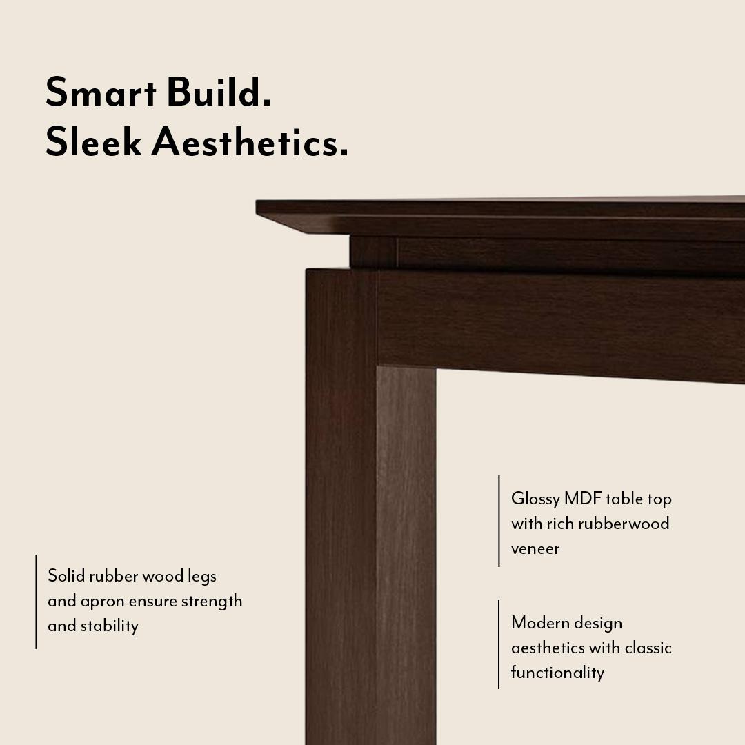 Diner 4 Seater Dining Table In Dark Walnut Finish