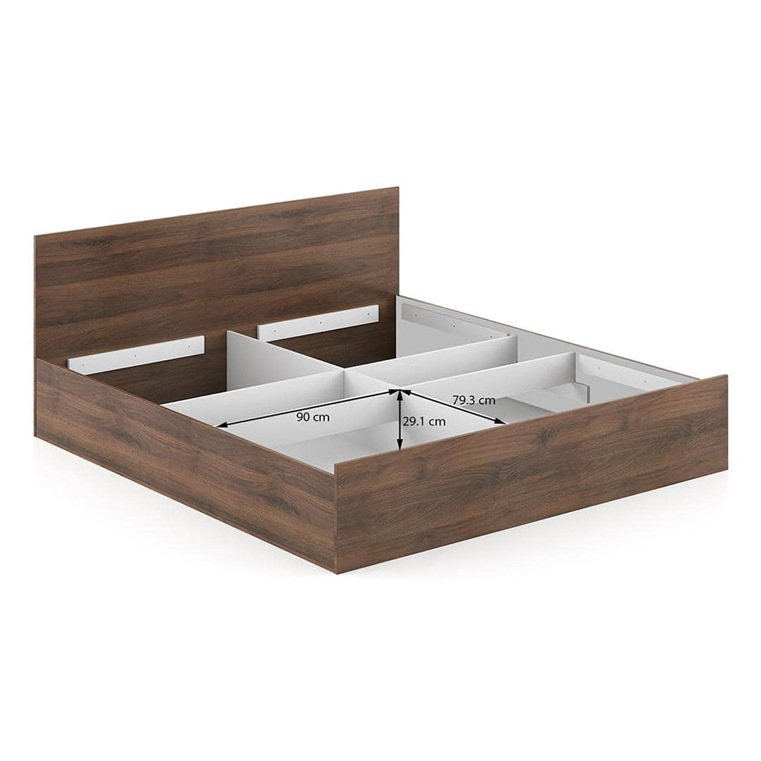 Zoey Engineered Wood King Size Box Storage Bed In Classic Walnut Finish