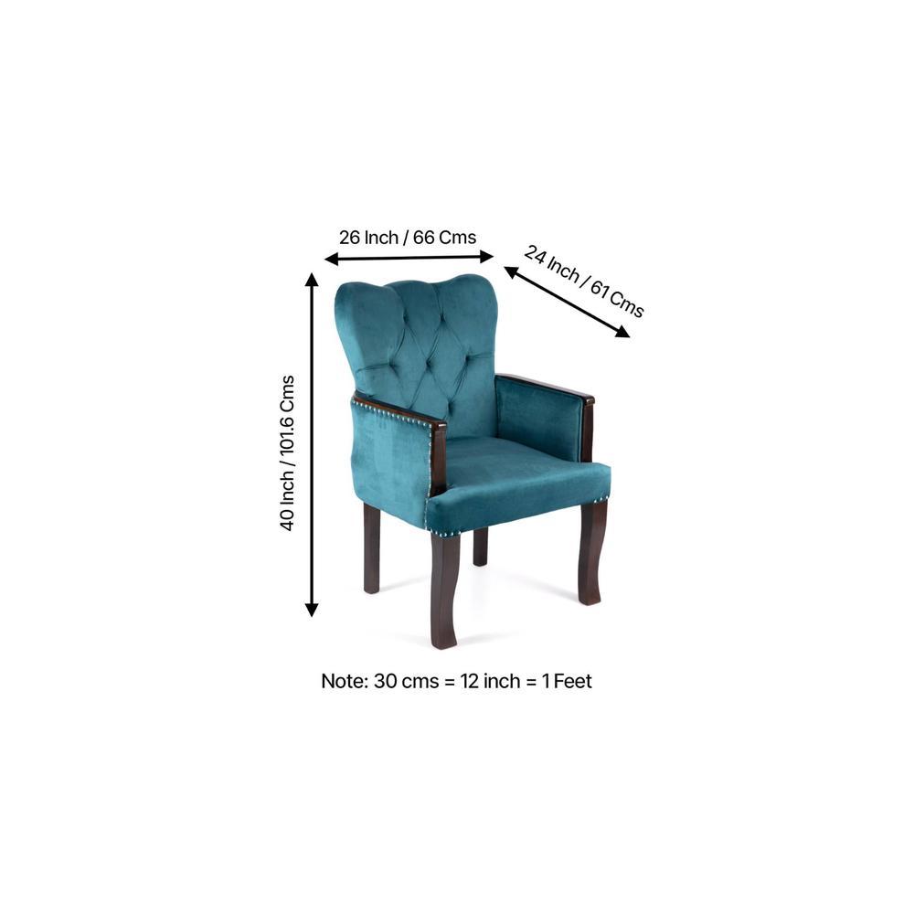 Arista Sheesham Wood Accent Chair Set of 2 in Turquoise