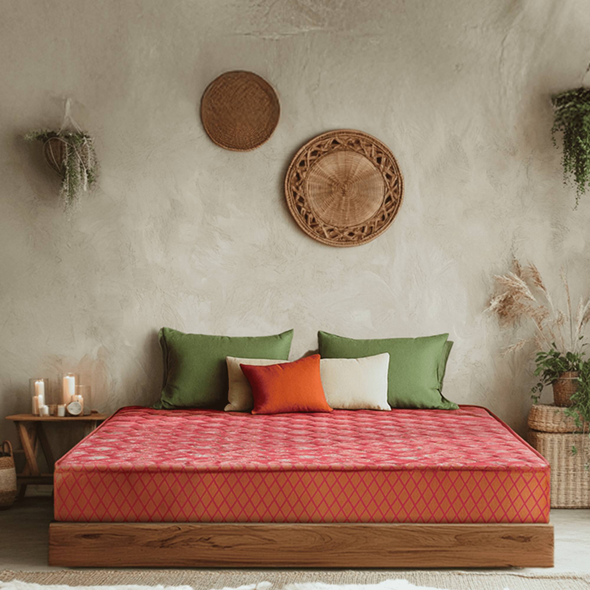 KURLON Natural Rubberized Coir, Medium Firm Support 4 inch Double Coir Mattress (L x W: 78 inch x 48 inch)