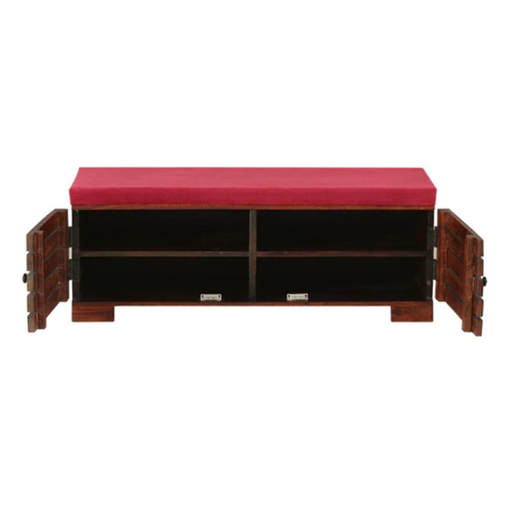 Liliana Shoe Rack With Seating In Honey Oak Finish