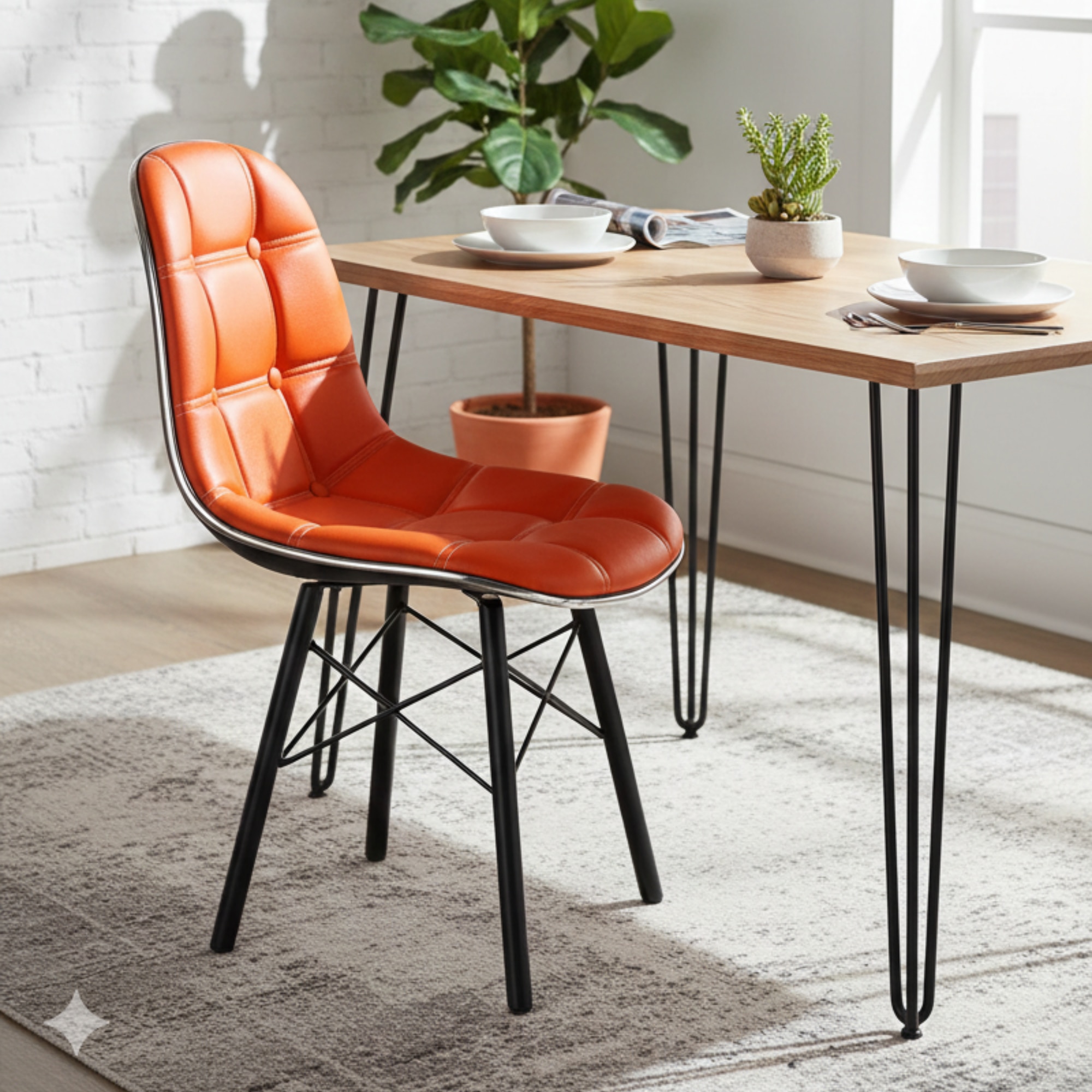 Beautiful Leatherette Dining Chair in Orange Colour - Adiko Systems