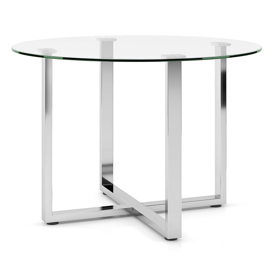 Sanchez 4 Seater Round Glass Top Dining Table