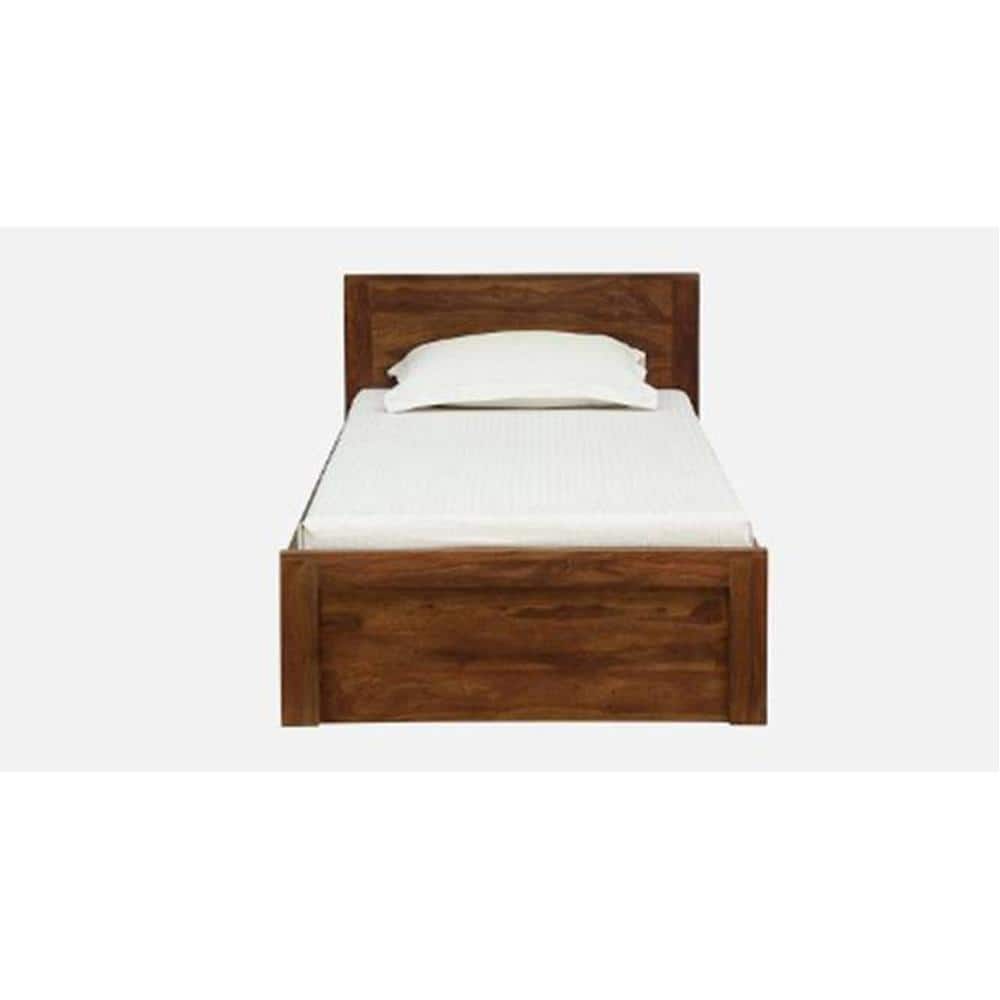 Monaco Solid Wood Single Size Non Storage Bed In Provincial Teak Finish