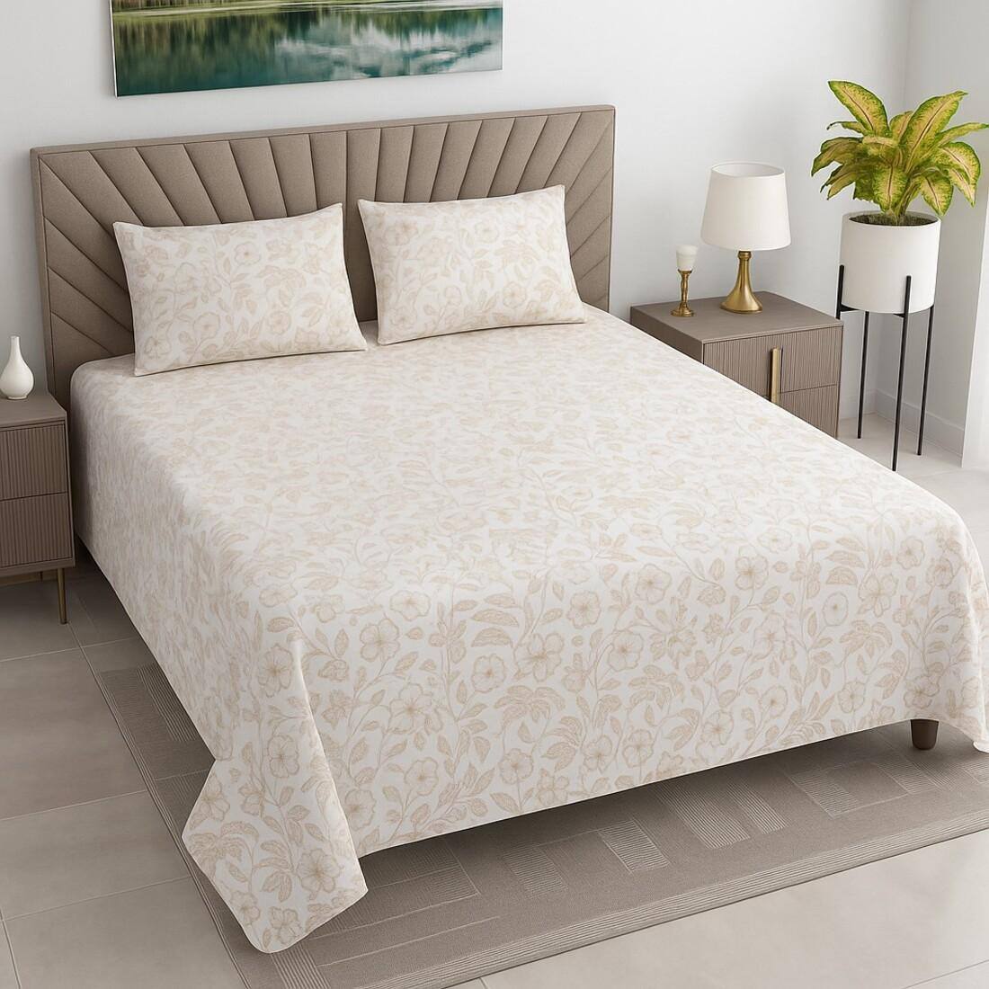 Threads Silky Touch Premium Super King Size Flat Bedsheet 275 x 275 cms