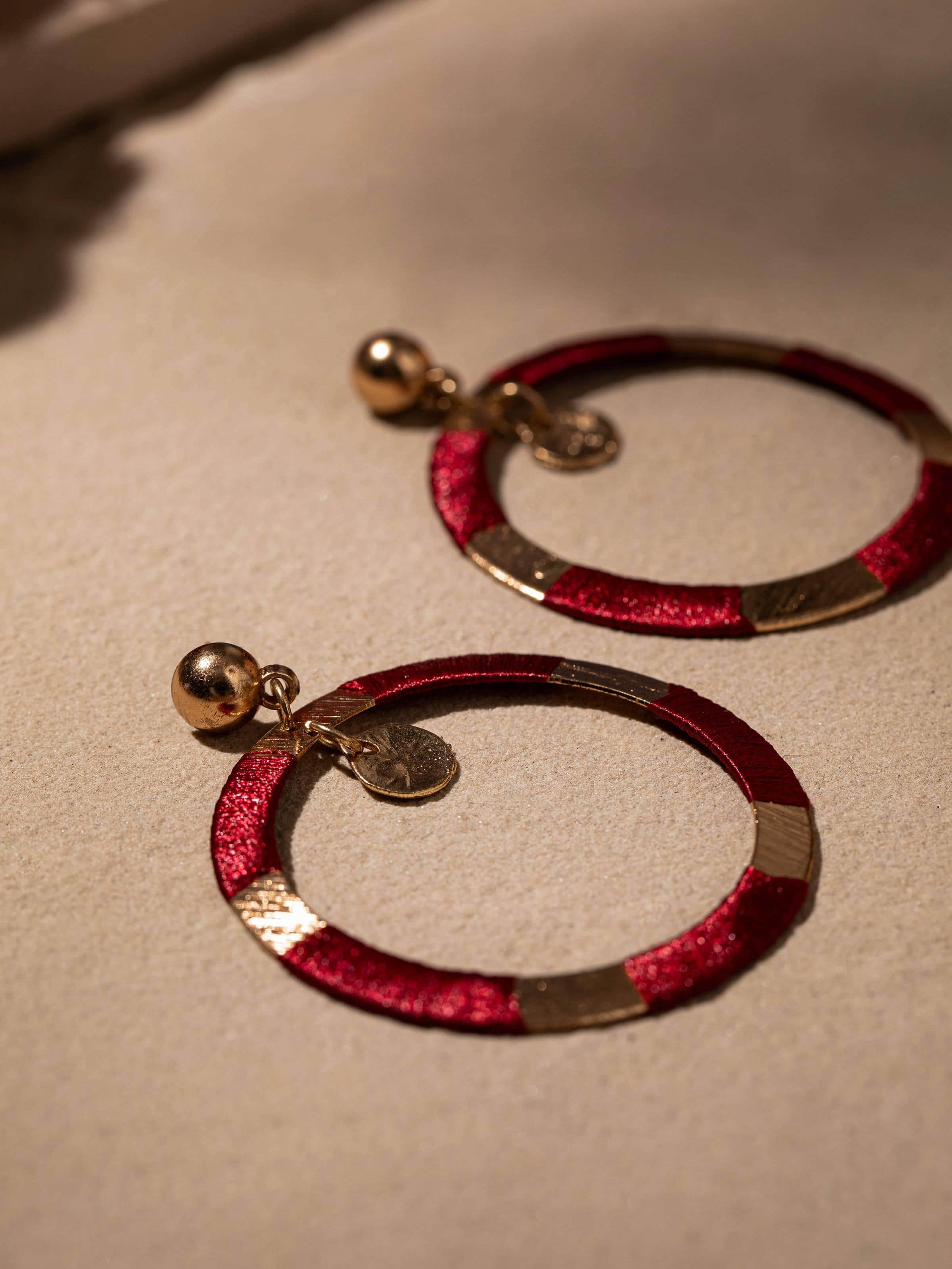 Angled view of Glass Bead Drop Earrings showcasing intricate beadwork.