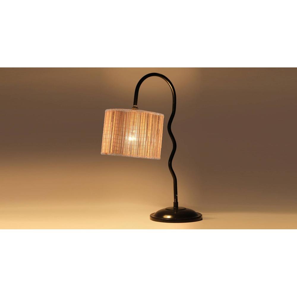 Round Bamboo Zig Zag Curvy Table lamp with Iron Base (SP22)