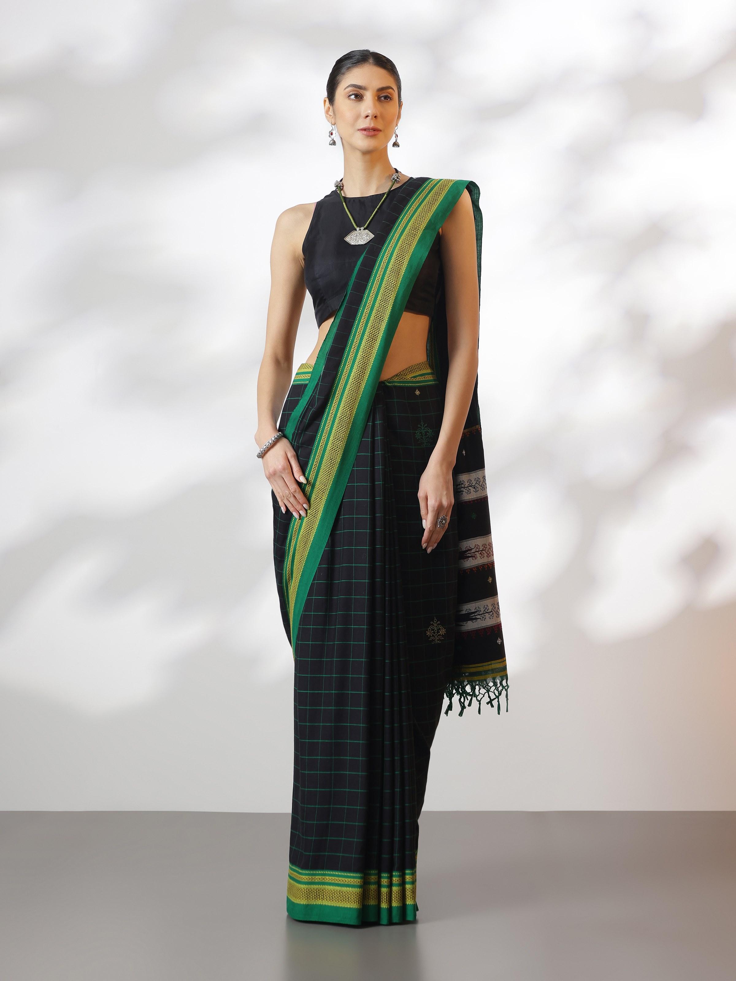 Green Cotton Silk Kasuti Embroidered Saree