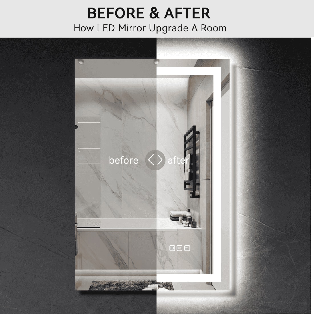 Rectangle  Vanity Mirror with Lights Modern LED Mirror