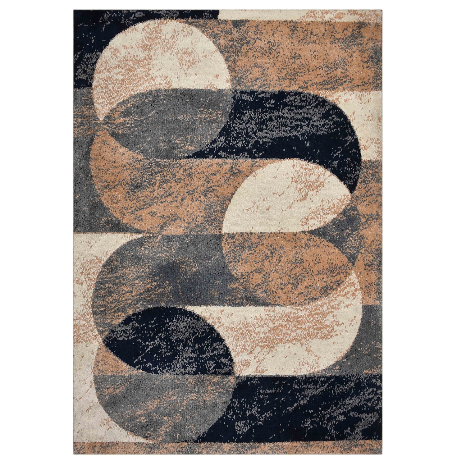 Multicolor Geometric Machine Made Polyester 6 X 9 Feet Carpet