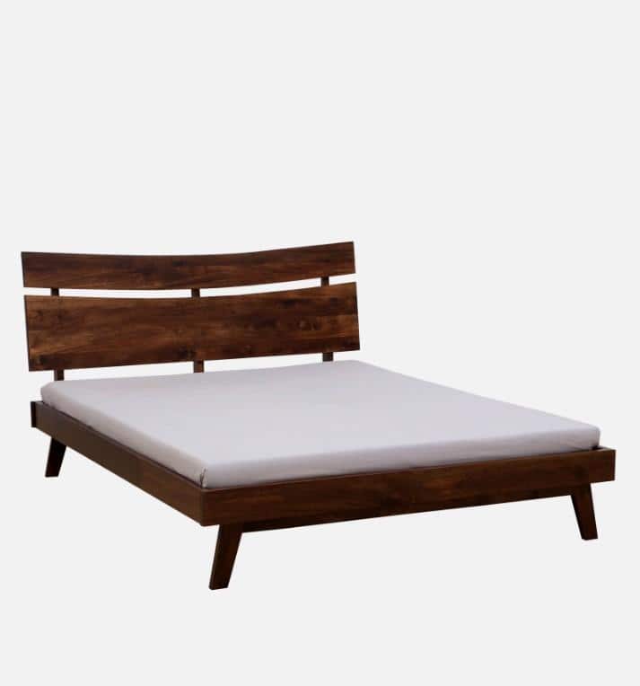 Asher Solid Wood King Size Non Storage Bed In Provincial Teak Finish