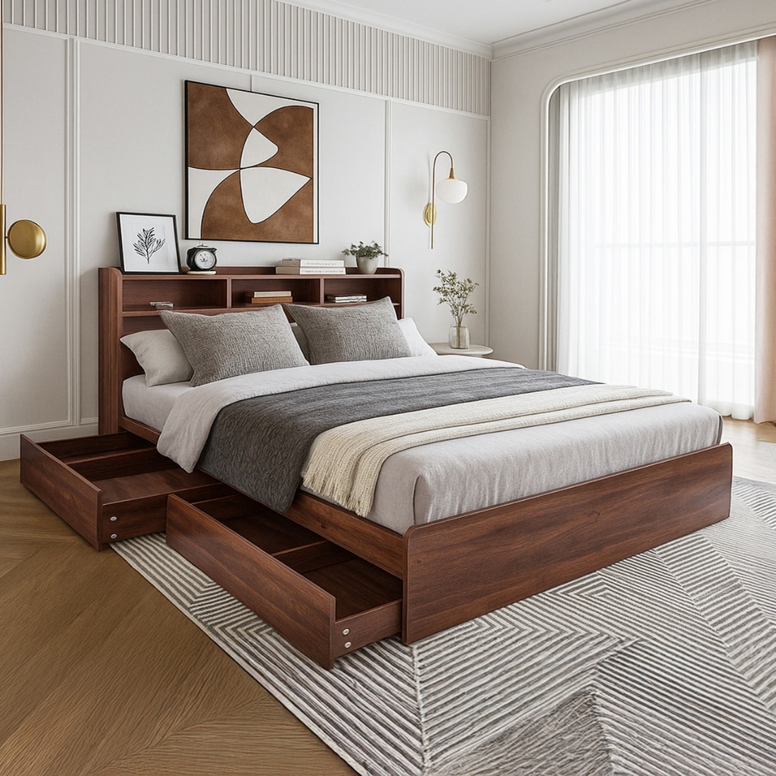 Esmeralda Queen Bed with Headboard and 4 Drawer Storage