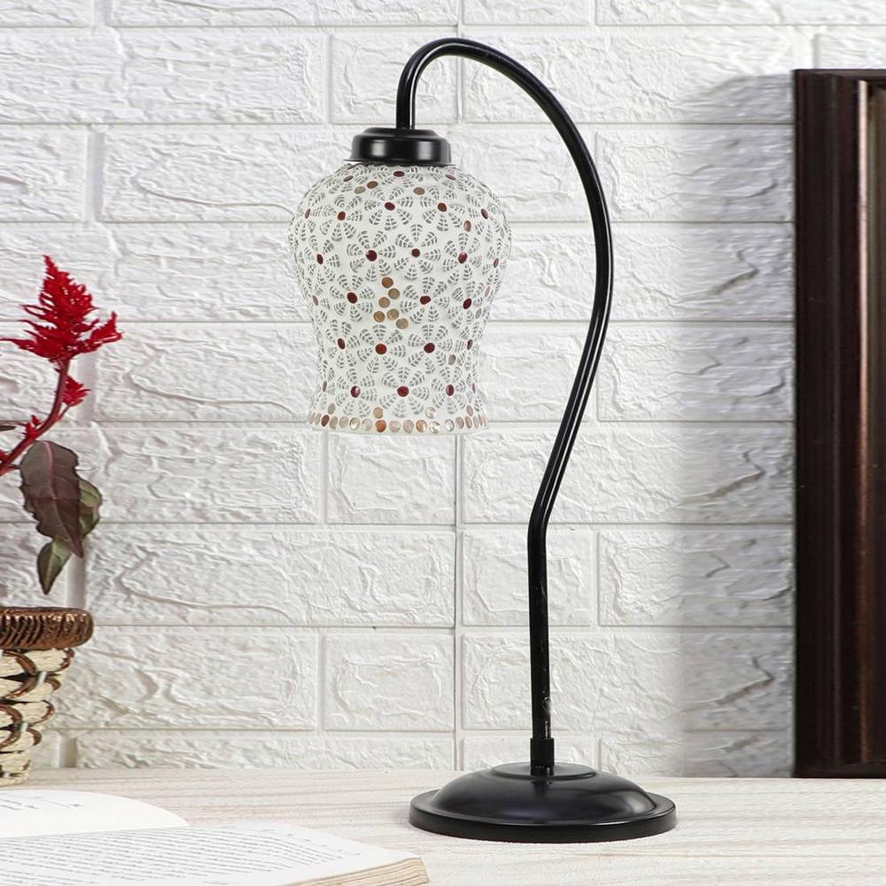 Multicolor Mosaic Glass Curvy Table lamp with Iron Base (EN16)