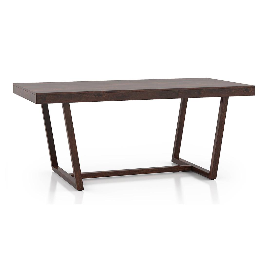 Caprica 6 Seater Dining Set (Colour- Sandshell Beige, Finish- Mango Walnut)