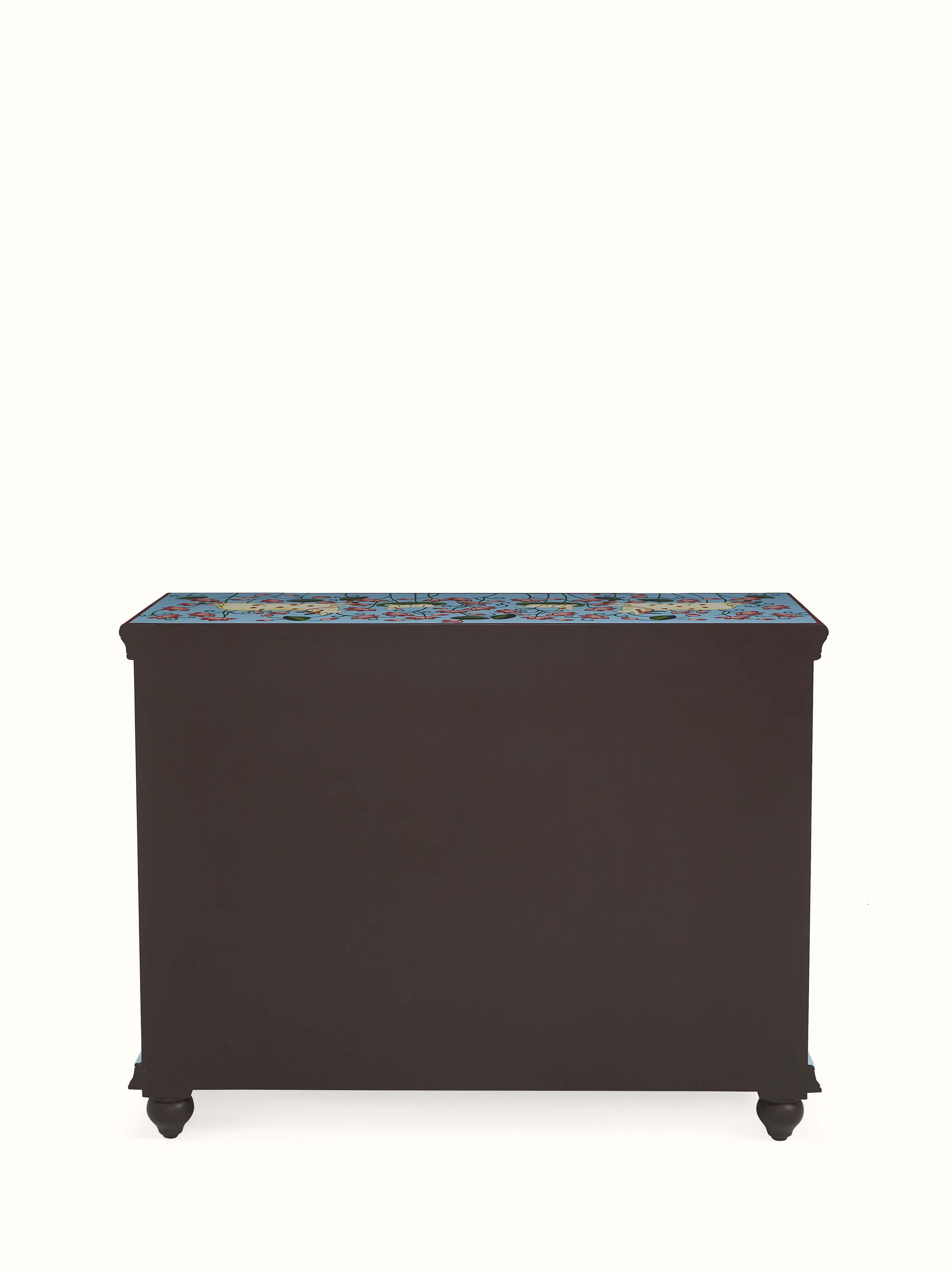 Rear perspective showing full wooden back – solid build and artisan touch