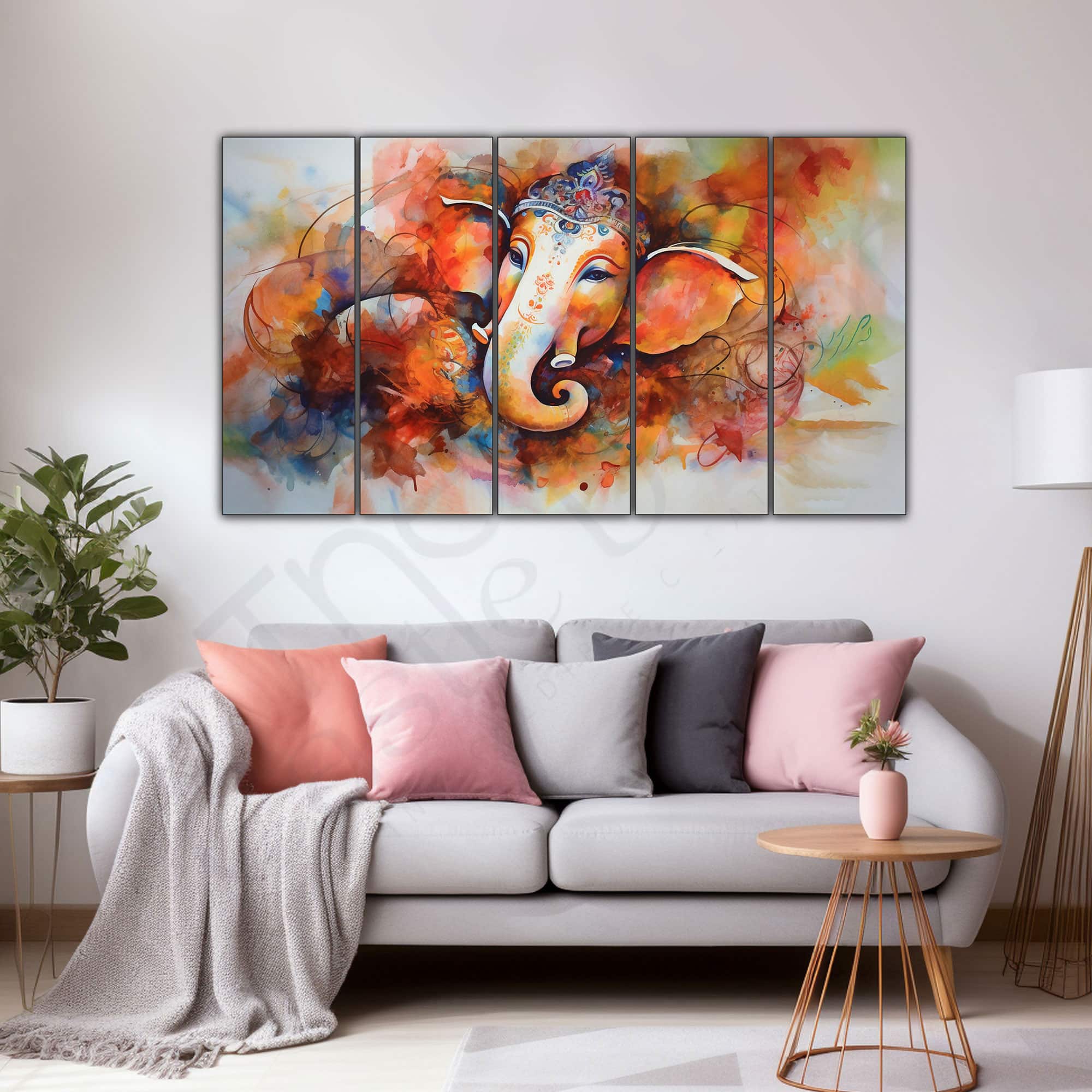 The Castle Decor Lord Ganesha Wall Painting Wooden Framed 27x48 Inch (Style 1) - The Castle Decor