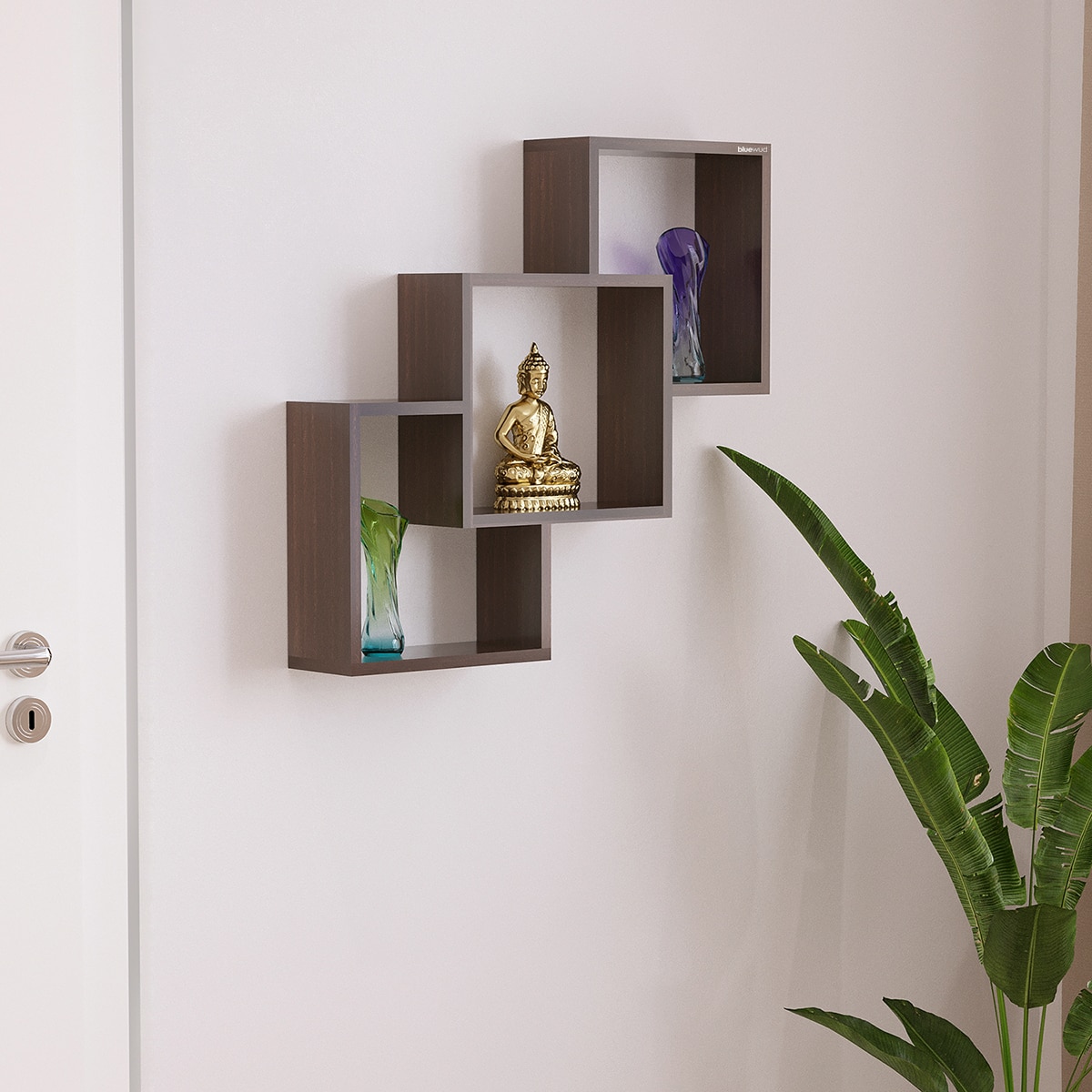 BLUEWUD Grubbin Engineered Wood Wall Shelf, Display Rack, 3 Shelves (Wenge)…