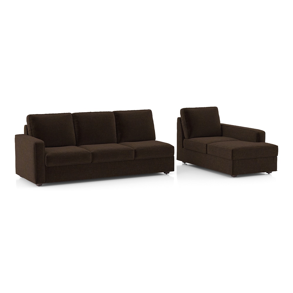 Apollo Compact Sofa (Colour : Dark Earth, Cushion : Hard, Back Type : Regular, Seating Capacity : Right Aligned 3 Seater + Right Aligned Chaise + Ottoman)
