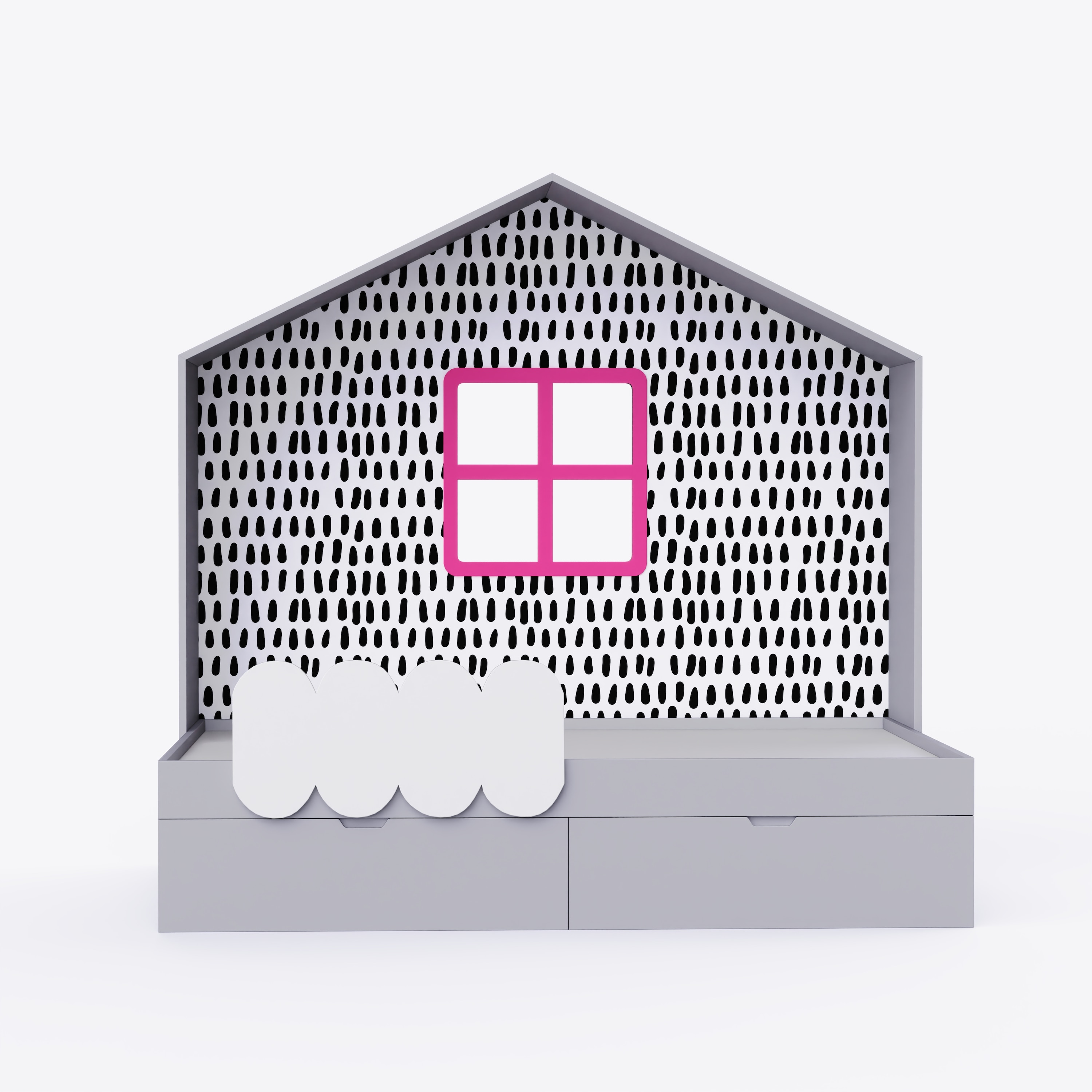 Little Hut Bed 6X4 Drawers On Wheels In Grey Colour53