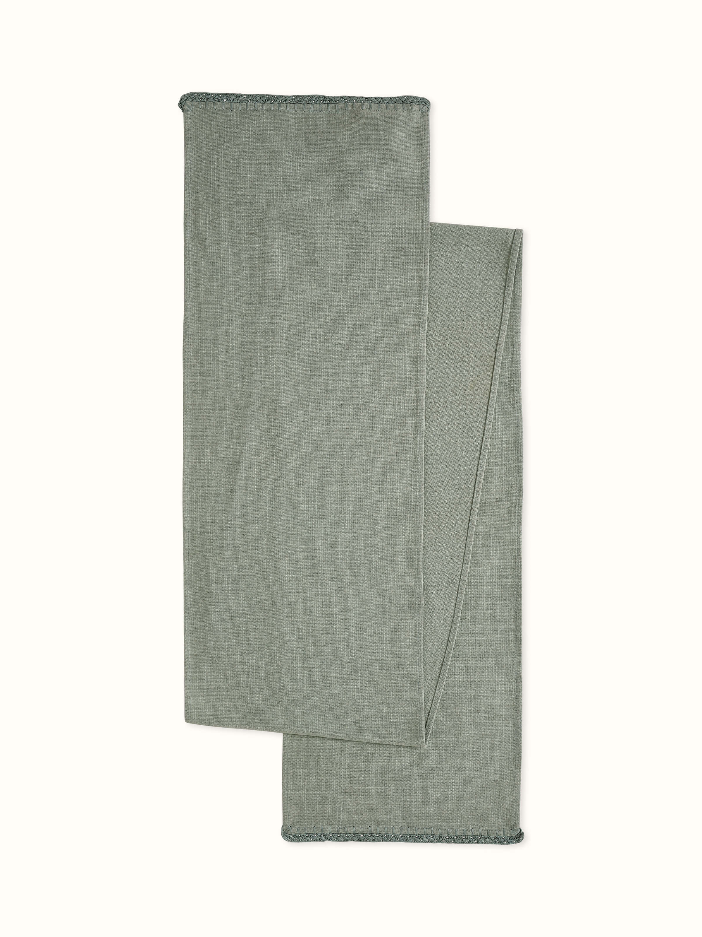 Nityam Light Green Cotton Slub Crochet Table Runner