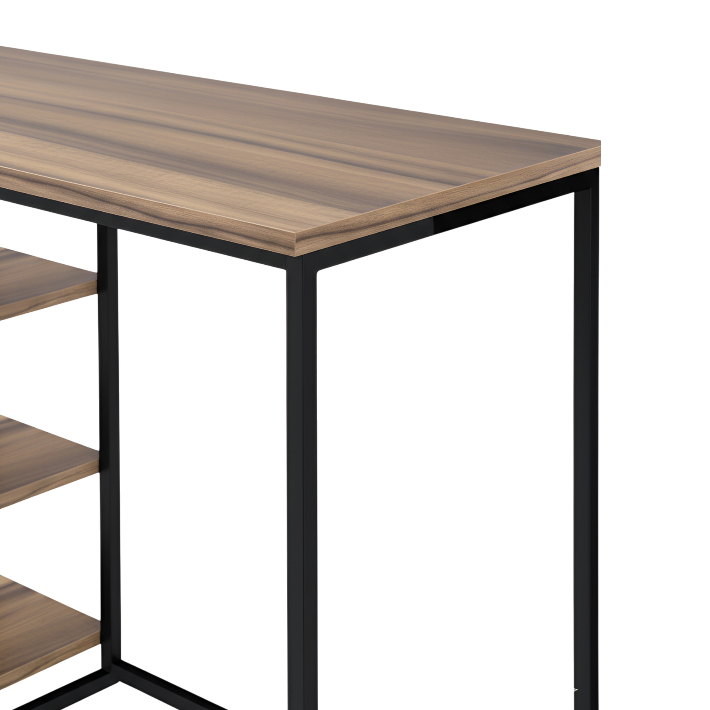 Kerdley Sheesham Wood with Metal Frame Study Computer Table In Teak Finish