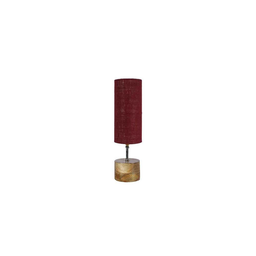 Rosalie Maroon jute & solid wood table lamp