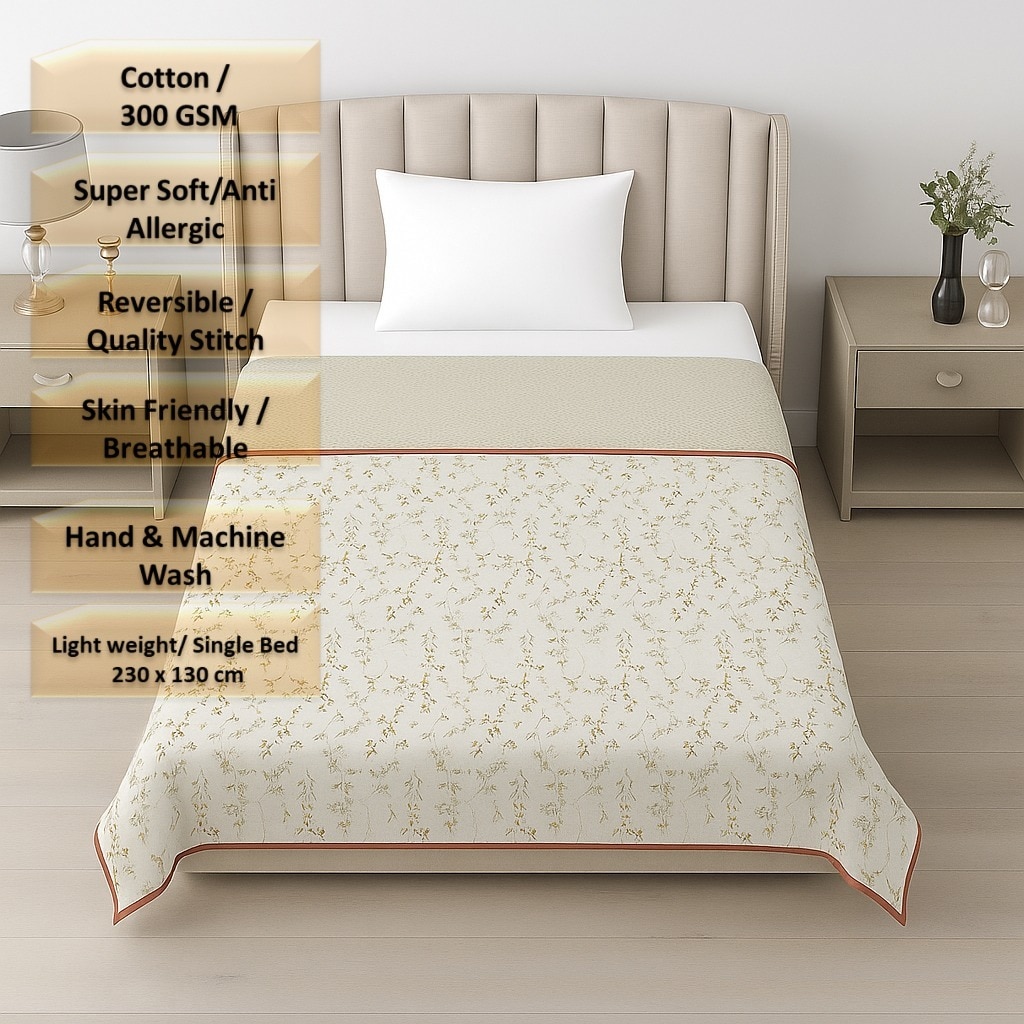 Threads Silky Touch Premium Super Soft Cozy  Single Bed Comforter 220 X 160 Cms