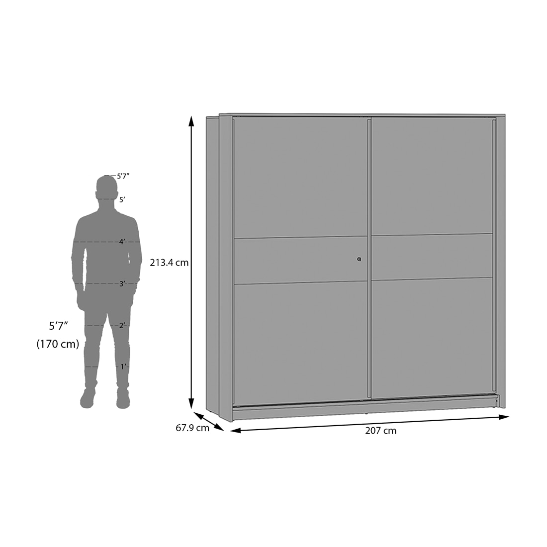 Avalon Engineered Wood 2 Sliding Door Wardrobe in Chocolate Oak Finish