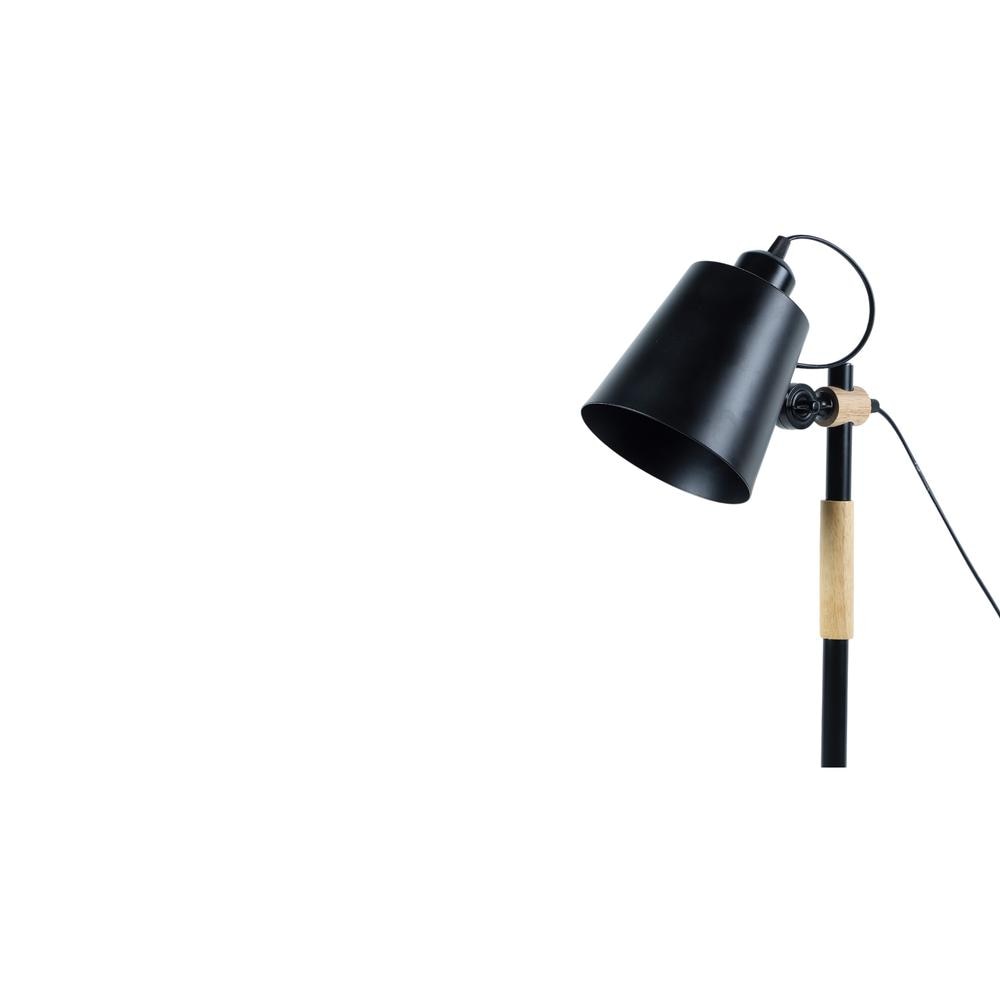 Modern Nordic Wood and Metal Study Lamp With Black Base