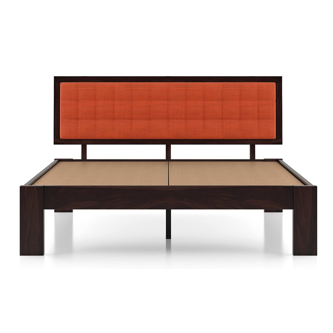 Florence Bed Solid Wood King Size Bed In Mahogany Finish & Lava Colour