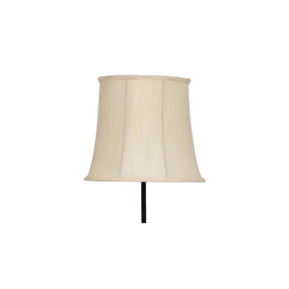 Flora Off White Fabric Floor Lamp with Black Iron Base