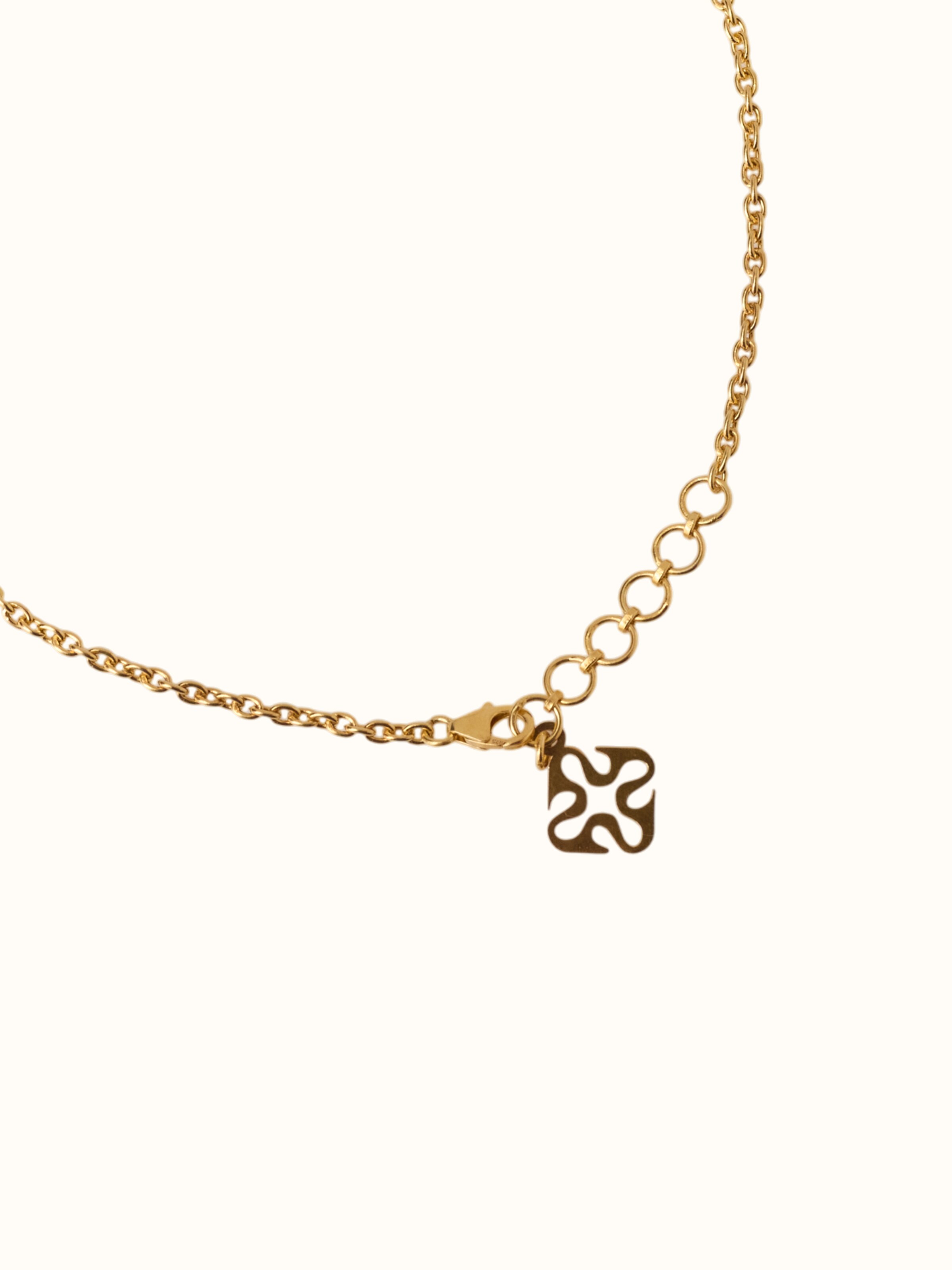 Carved Wood & Silver Pendant Chain