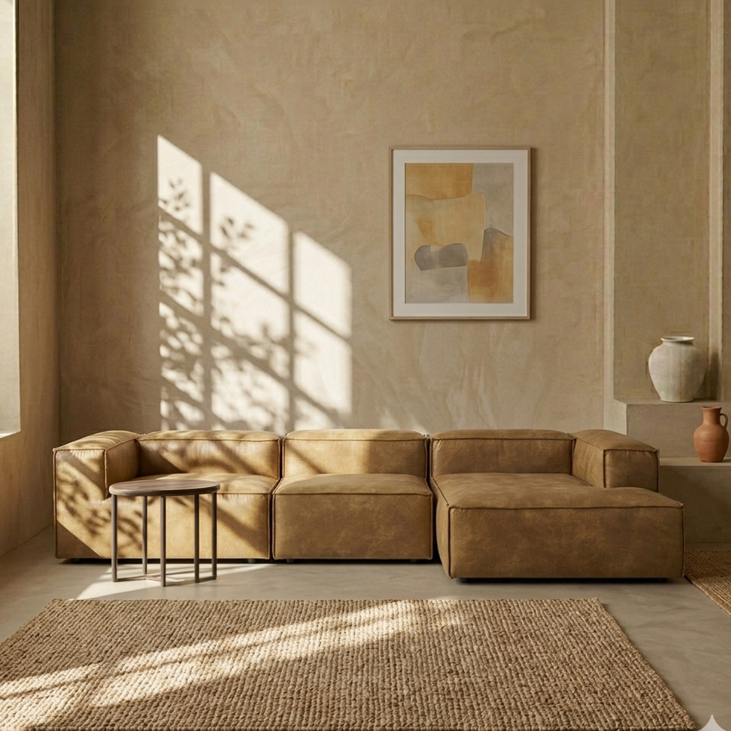 Elegantedge Wood Left Aligned 3-Seater With Upholstery Non Storage Sofa In Brown Colour - Nestroots