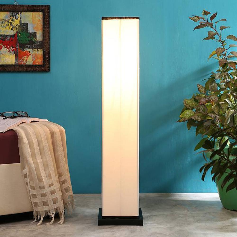 Claudette White Cotton Shade Floor Lamp