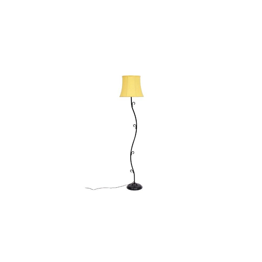 Mia Yellow Fabric Floor Lamp with Black Iron Base