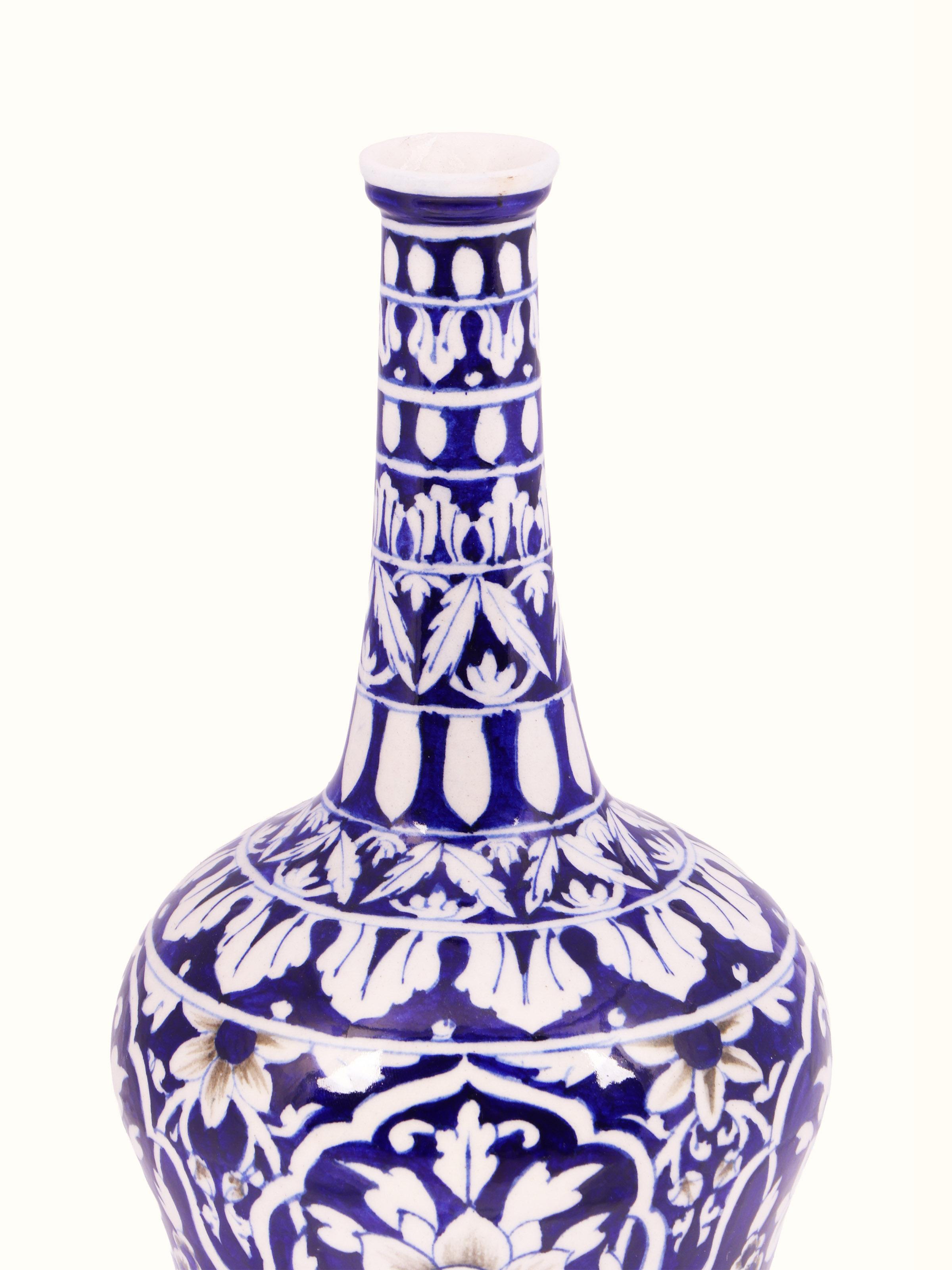 Detail shot of Blue Pottery Ceramic Table Vase