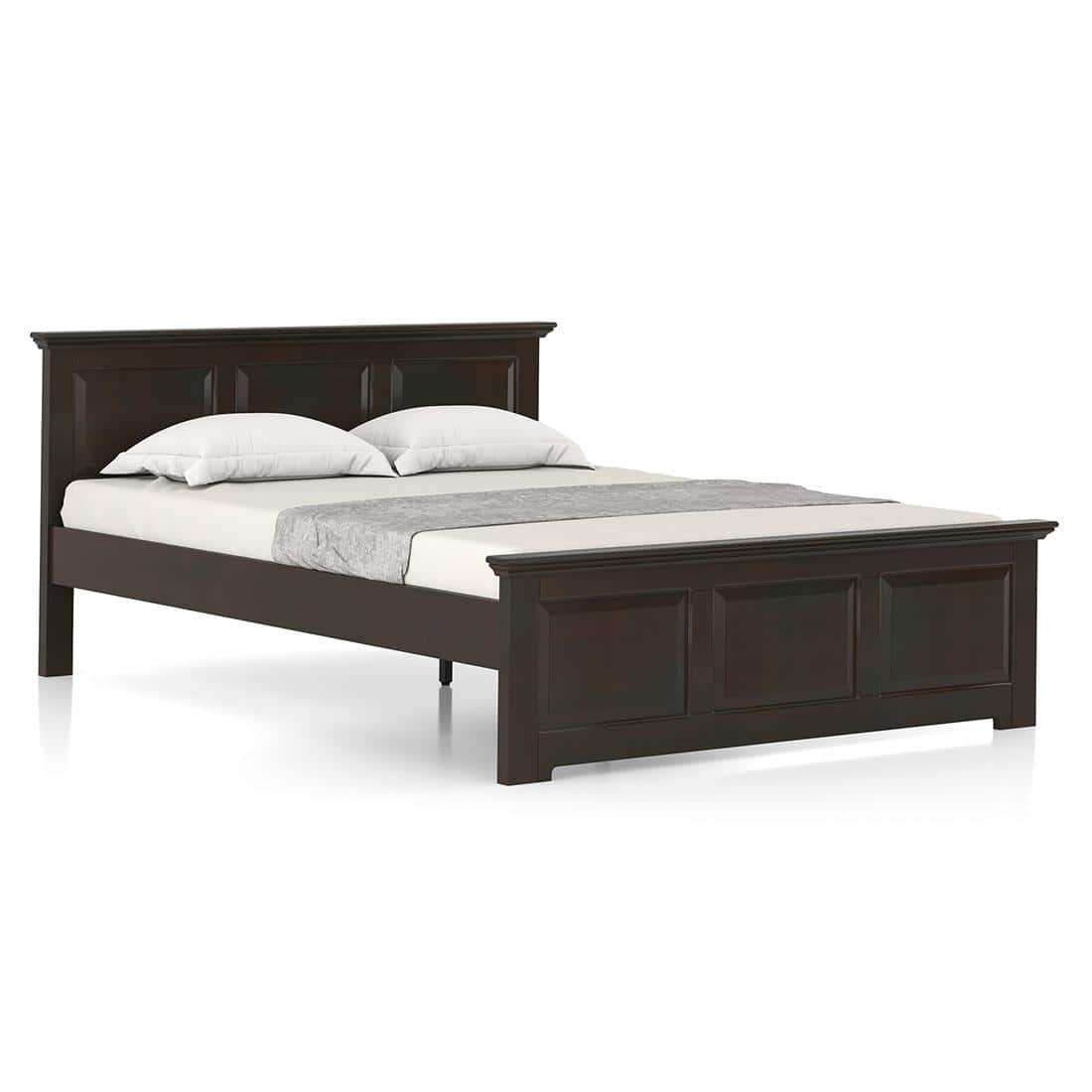 Alexandra Solid Wood King Size Non Storage Bed in American Walnut Finish
