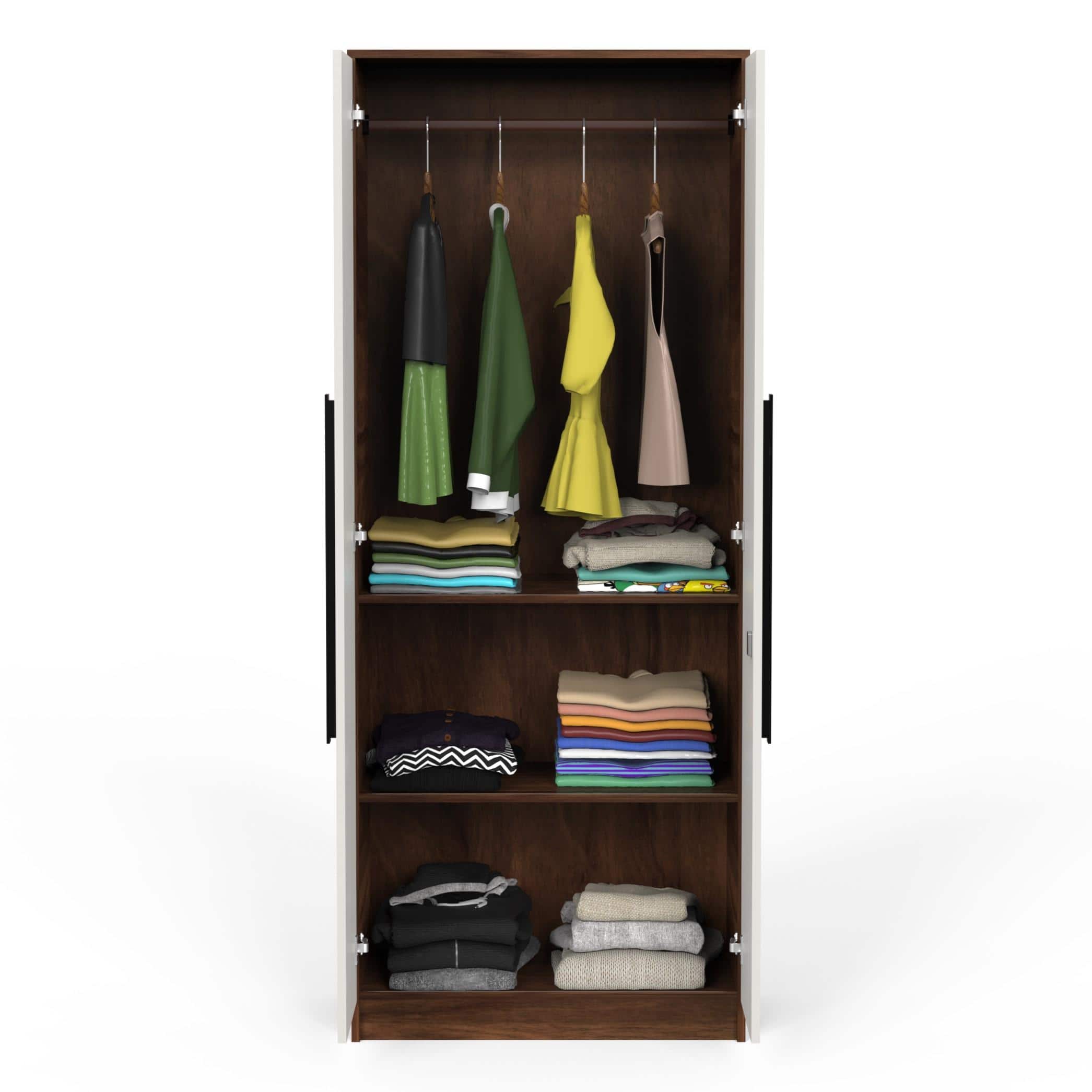 Maltein 2 Door Engineered Wood Wardrobe In Brown Maple & White Finish