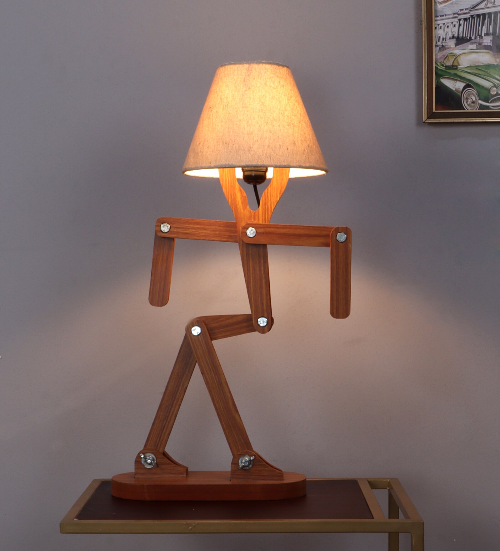 Man Table Lamp in Brown Shade