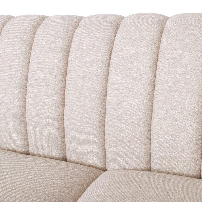 Mid Century Fabric Sofa (Beige)