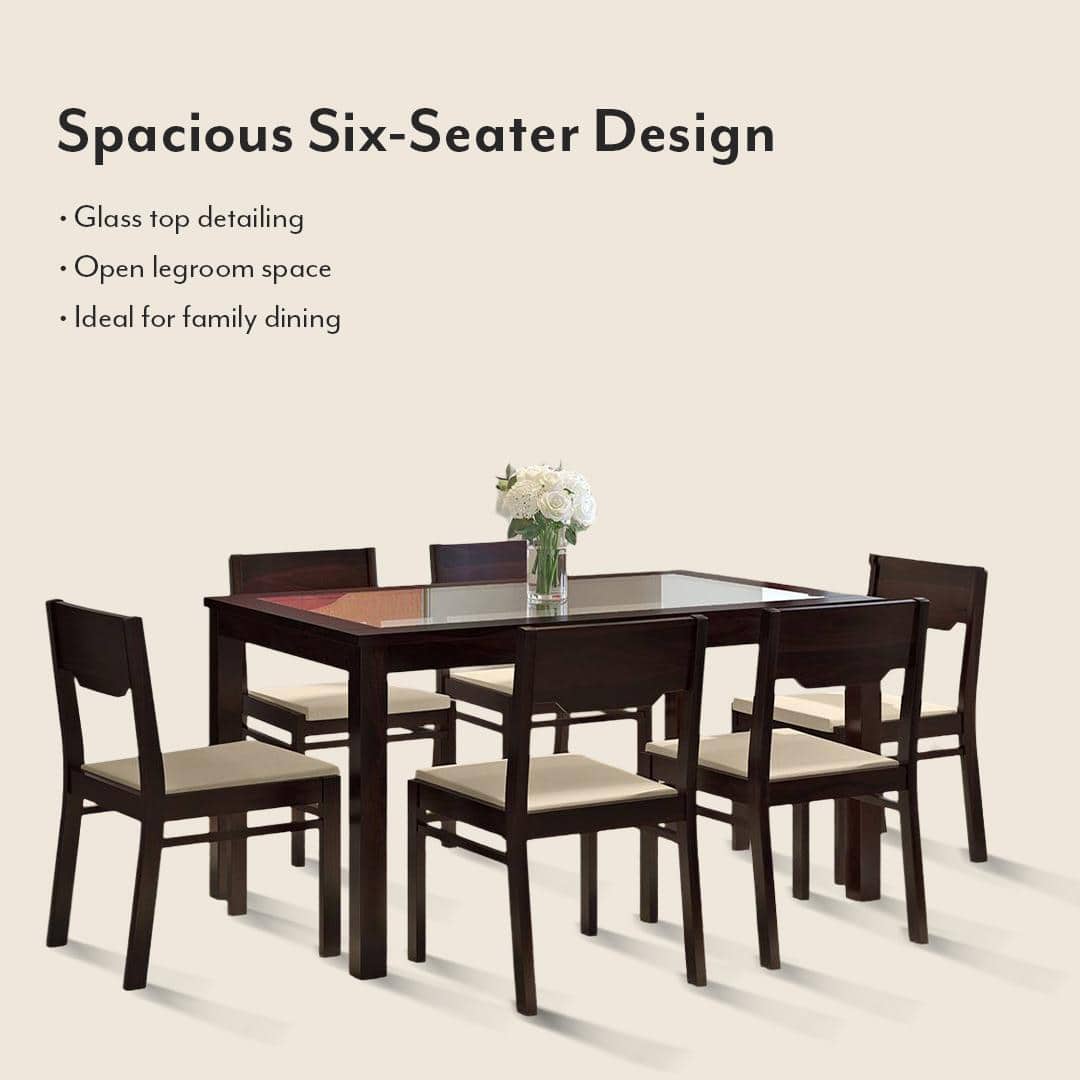 Floyd 6 Seater Dining Table Glass Top With Set Of 6 Kerry Dining Chairs
