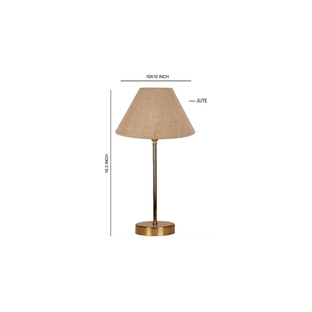 Beige Jute with Metal Gold Table Lamp