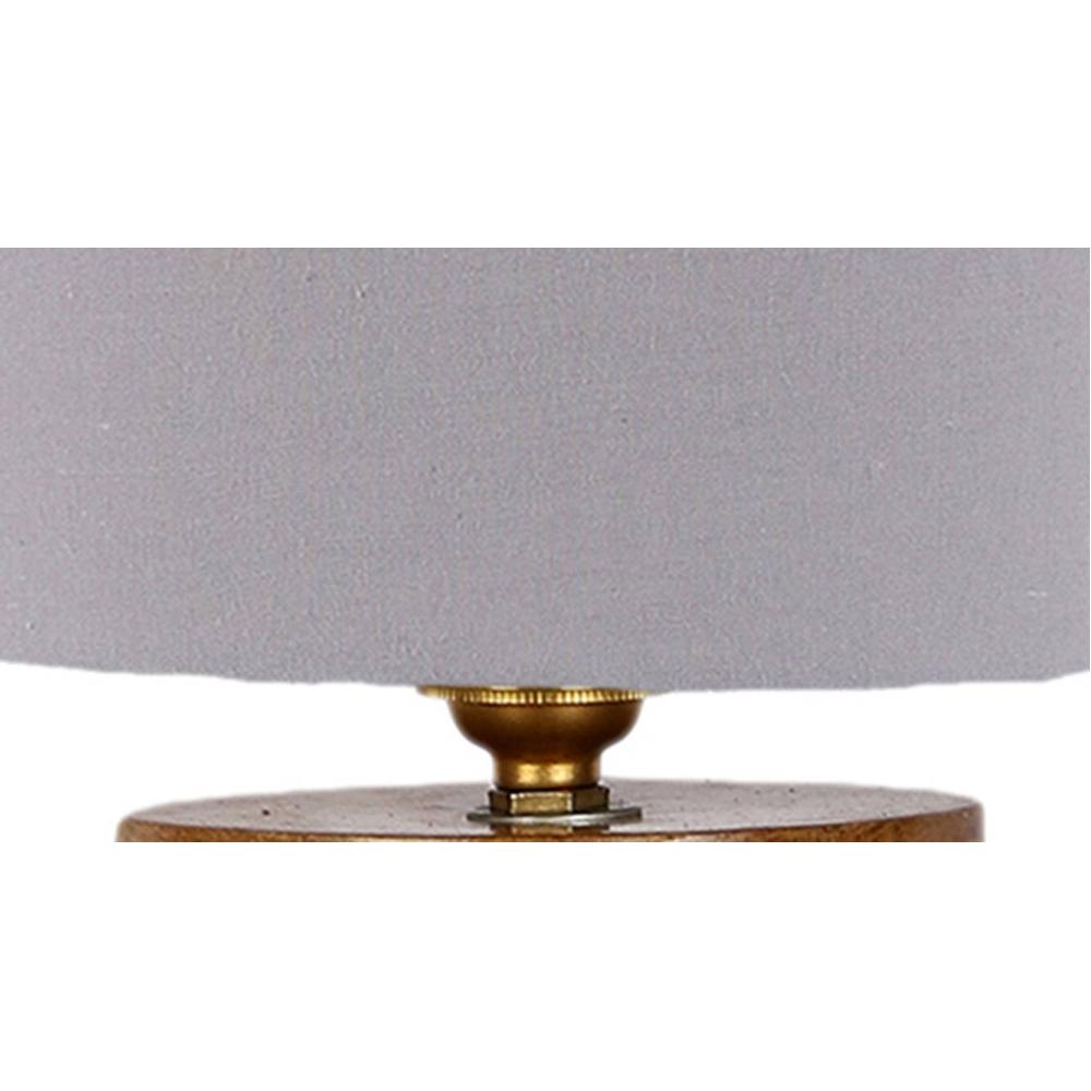 Cormac Grey cotton table lamp with Natural Wood Base