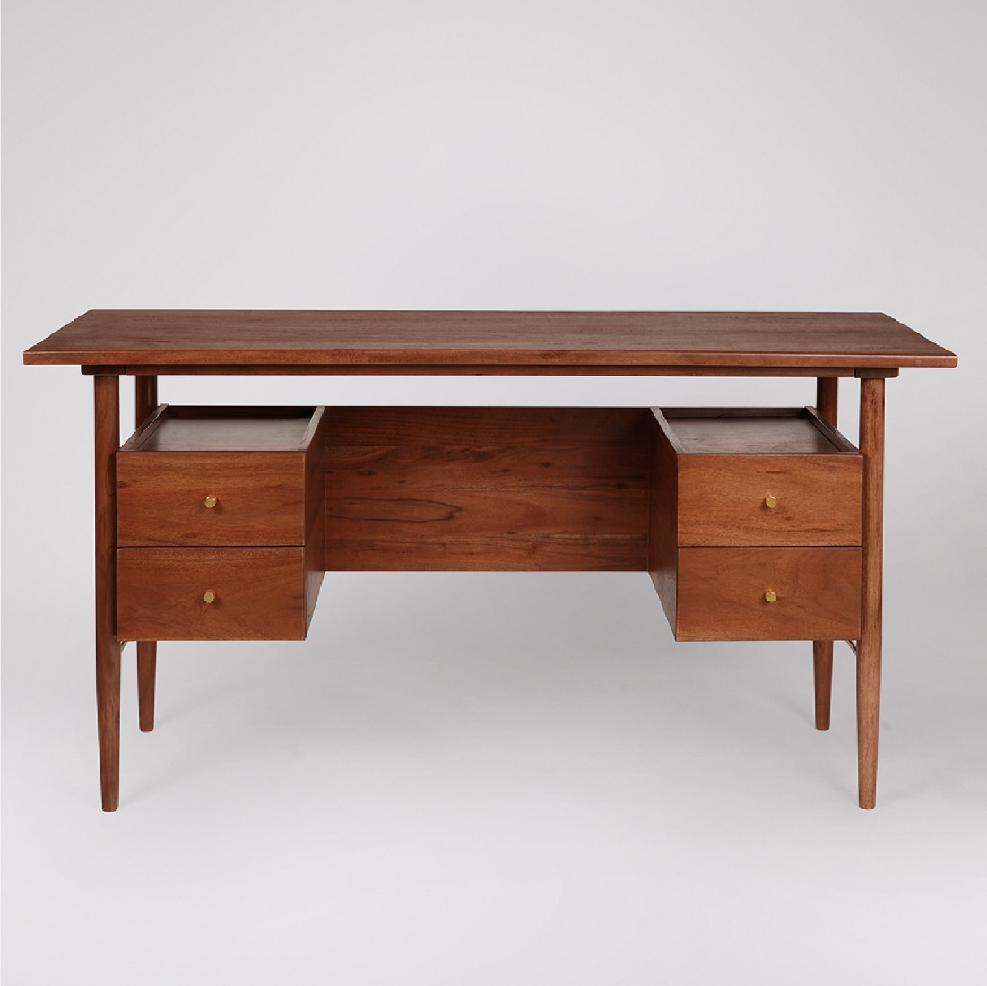 Hewinson Double Solid Wood Desk in Brown Colour Ipiano Finish - Orange Tree