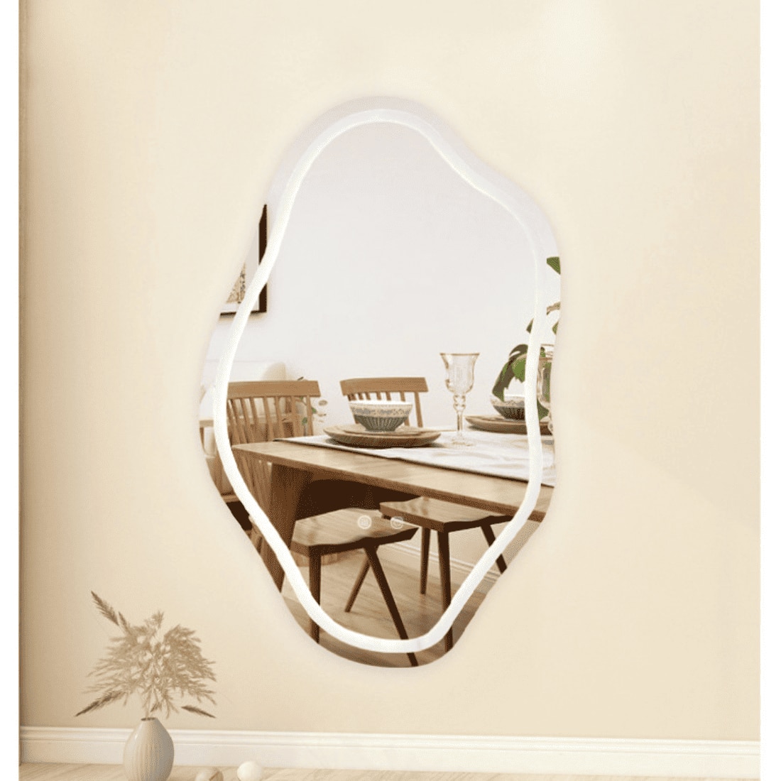 Wavy LED Backlit Mirror Designer Flower Shape for